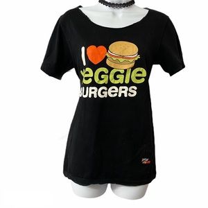 Peta 2 "I Love Veggie Burgers" Black Cut Tshirt